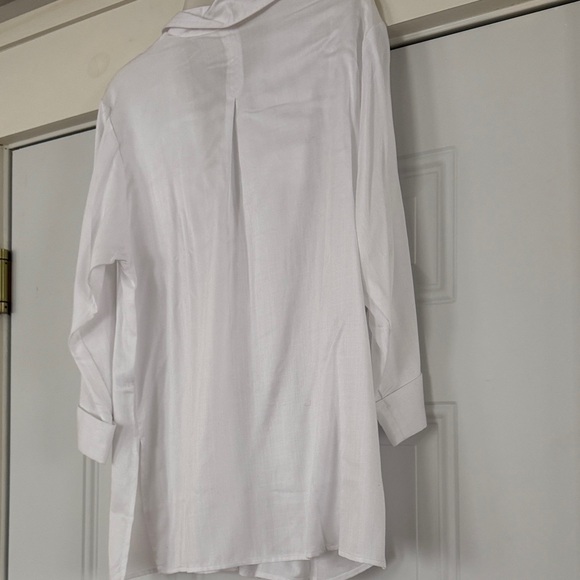 Women's White Oversized Button-Down Shirt - Picture 8 of 8